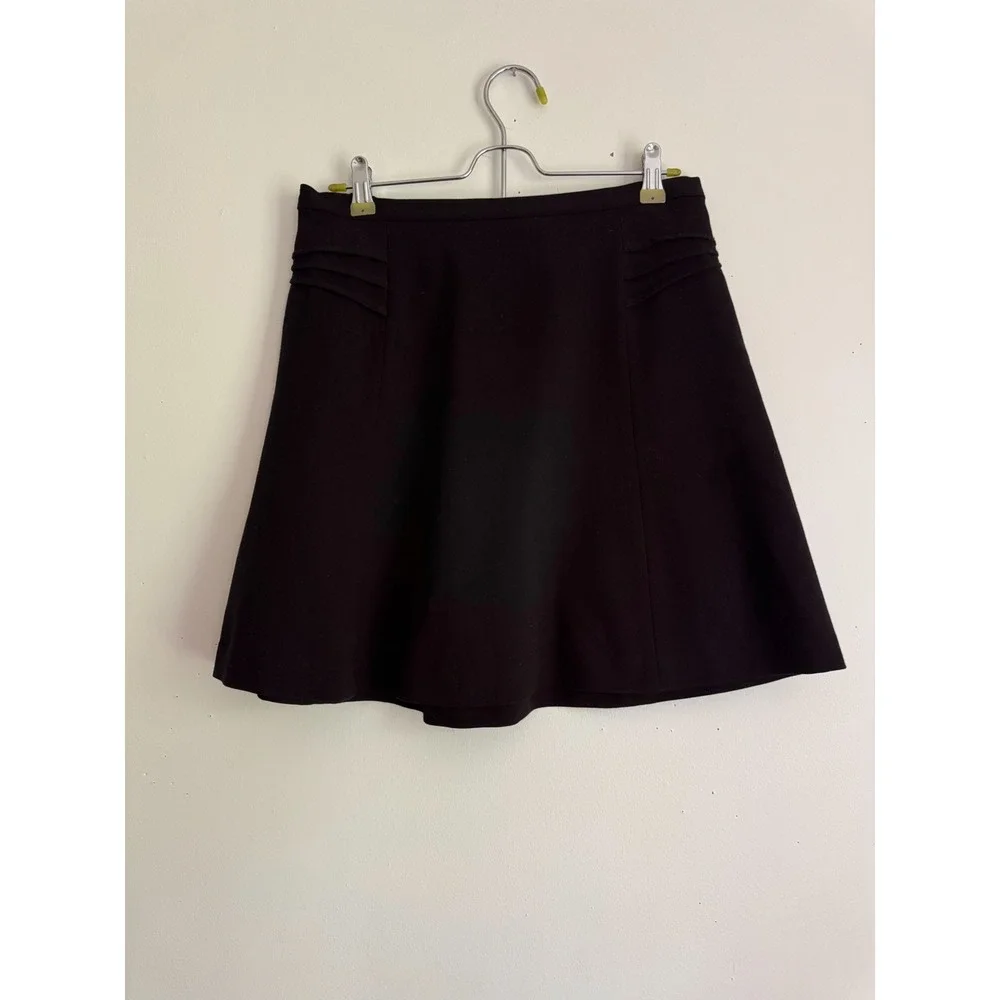 Mossimo Black A-Line Mini Skirt Women Medium Y2K Workwear Pleated Hip Detail